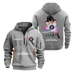 Outdoor Half-Zip Hoodie, Team Spirit Logo Design MLB030 - Grey