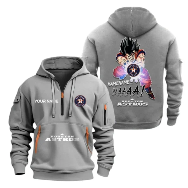 Outdoor Half-Zip Hoodie, Team Spirit Logo Design MLB030 - Grey