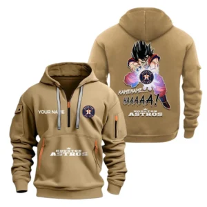 Everyday Hoodie Half Zipper, Athletic-Inspired Logo MLB030 - Khaki