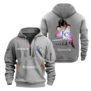 Fan Gift Hoodie Half Zipper, Sports-Inspired Logo Design MLB030 - Grey