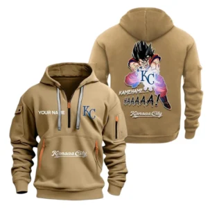 Training Hoodie Half Zipper, Fan-Friendly Logo Design MLB030 - Khaki