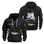 Fan Gift Hoodie Half Zipper, Sports-Inspired Logo Design MLB030 - Black