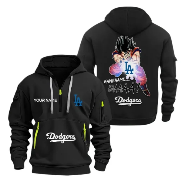 Fan Gift Hoodie Half Zipper, Sports-Inspired Logo Design MLB030 - Black