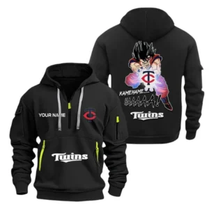Casual Sports Hoodie Half Zipper, Modern Logo Detail Printing MLB030 - Black