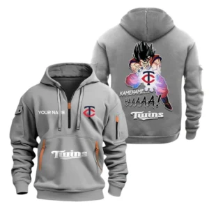 Fan Gift Hoodie Half Zipper, Sports-Inspired Logo Design MLB030 - Grey