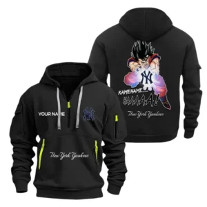 Fan Gift Hoodie Half Zipper, Sports-Inspired Logo Design MLB030 - Black