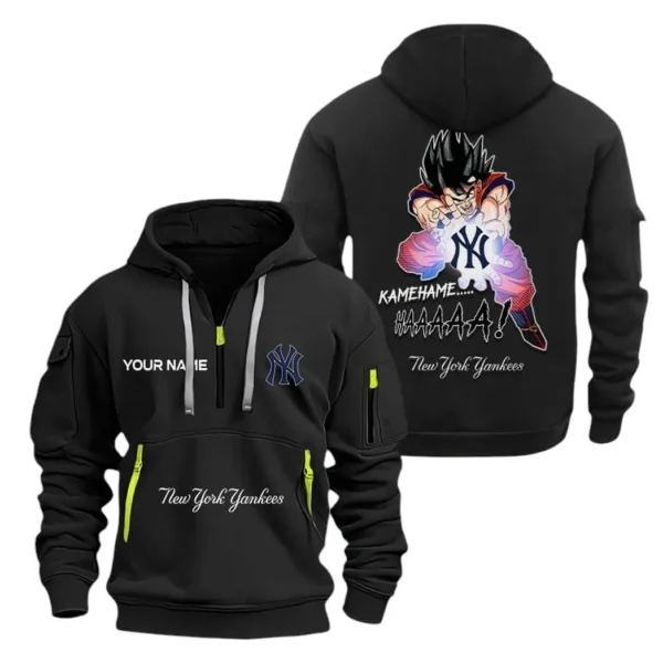 Fan Gift Hoodie Half Zipper, Sports-Inspired Logo Design MLB030 - Black