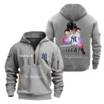 Street-Style Hoodie Half Zipper, Modern Sports Logo MLB030 - Grey