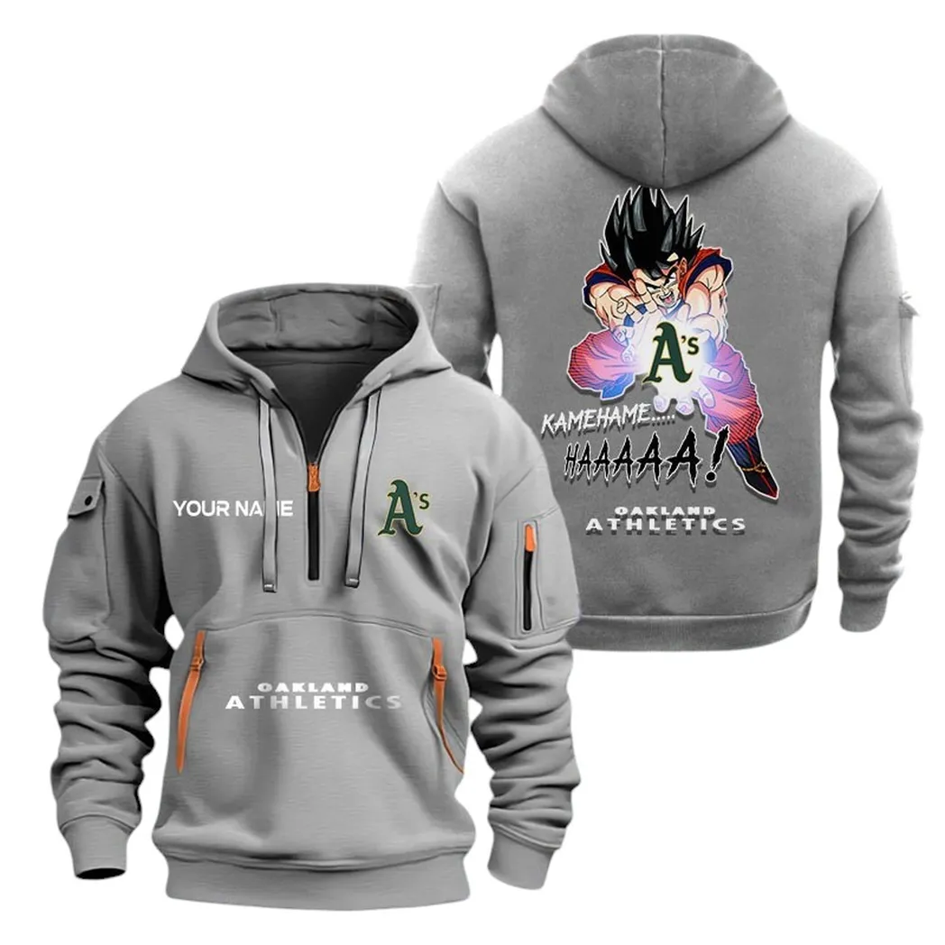 Casual Sports Hoodie Half Zipper, Modern Logo Detail Printing MLB030 - Grey