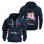 Lightweight Sports Hoodie Half Zipper, Unique Logo Print MLB030 - Navy
