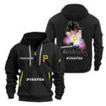 Casual Sports Hoodie Half Zipper, Modern Logo Detail Printing MLB030 - Black
