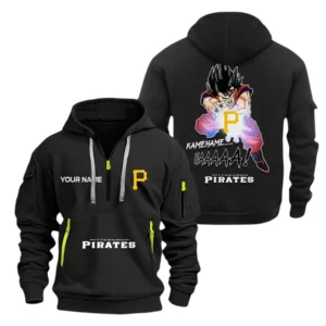 Casual Sports Hoodie Half Zipper, Modern Logo Detail Printing MLB030 - Black