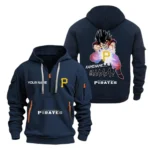 Athletic Half-Zip Hoodie, Team-Style Logo Print Hoodie Gift For Football Fans MLB030 - Navy