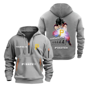 Fan Gift Hoodie Half Zipper, Sports-Inspired Logo Design MLB030 - Grey
