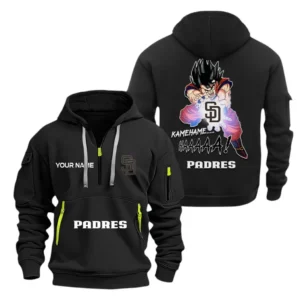 Outdoor Half-Zip Hoodie, Team Spirit Logo Design MLB030 - Black