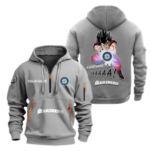 Casual Sports Hoodie Half Zipper, Modern Logo Detail Printing MLB030 - Grey