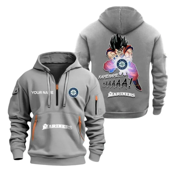 Casual Sports Hoodie Half Zipper, Modern Logo Detail Printing MLB030 - Grey