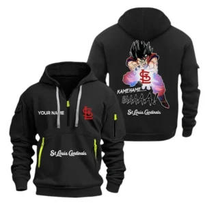 Street-Style Hoodie Half Zipper, Modern Sports Logo MLB030 - Black