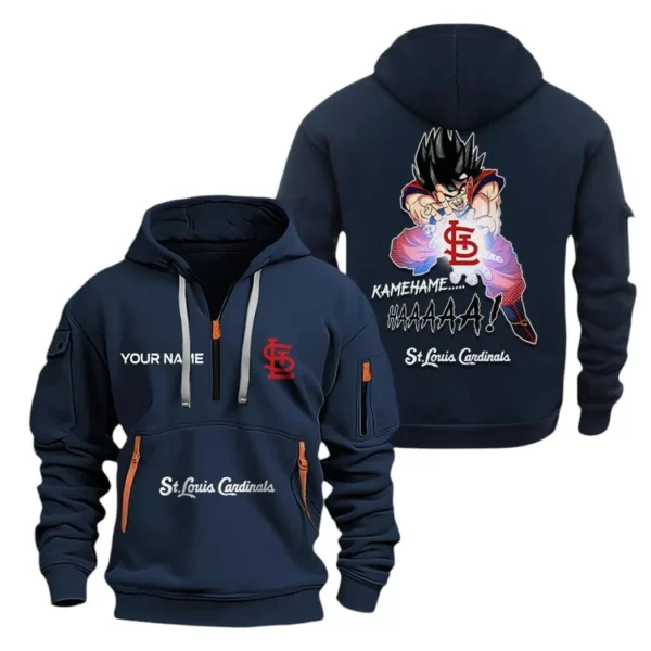 Lightweight Sports Hoodie Half Zipper, Unique Logo Print MLB030 - Navy