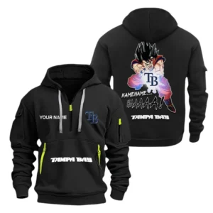 Casual Sports Hoodie Half Zipper, Modern Logo Detail Printing MLB030 - Black