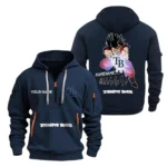 Athletic Half-Zip Hoodie, Team-Style Logo Print Hoodie Gift For Football Fans MLB030 - Navy