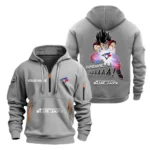 Street-Style Hoodie Half Zipper, Modern Sports Logo MLB030 - Grey