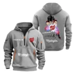 Casual Sports Hoodie Half Zipper, Modern Logo Detail Printing MLB030 - Grey