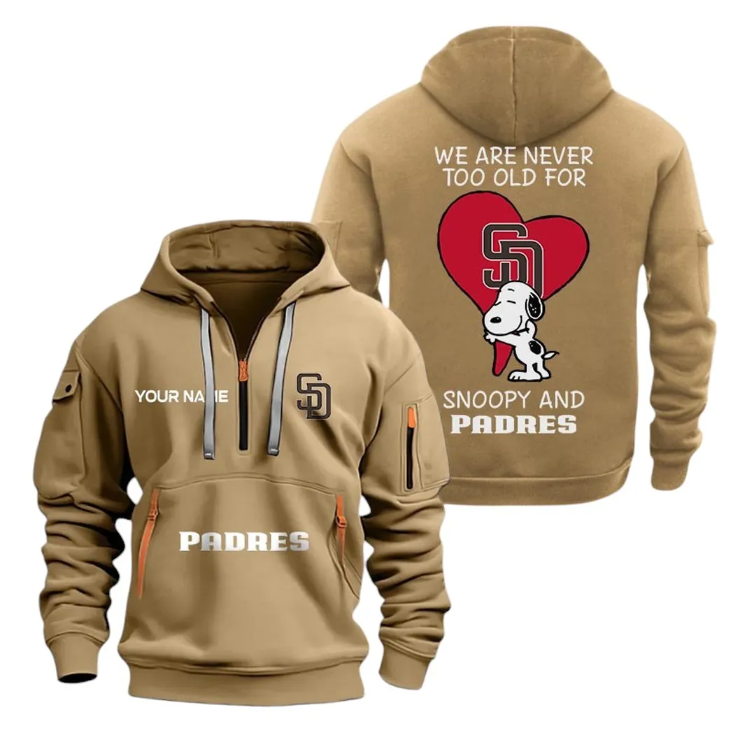 Outdoor Half-Zip Hoodie, Team Spirit Logo Design MLB170 - Khaki