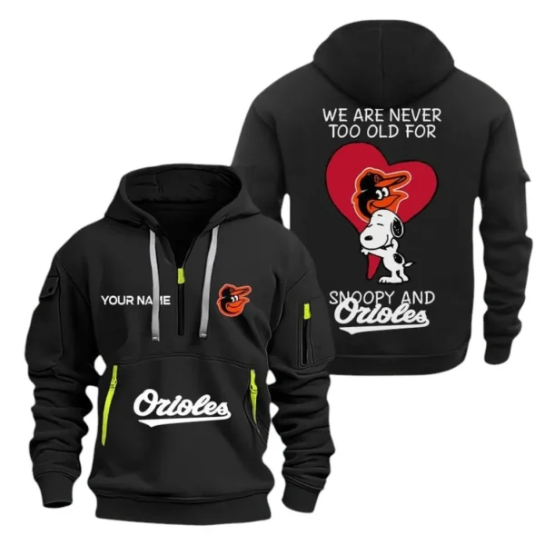 Lightweight Sports Hoodie Half Zipper, Unique Logo Print MLB170 - Black