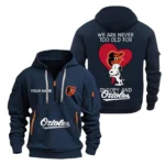 Street-Style Hoodie Half Zipper, Modern Sports Logo MLB170 - Navy