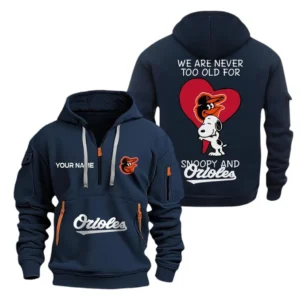 Street-Style Hoodie Half Zipper, Modern Sports Logo MLB170 - Navy