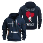 Street-Style Hoodie Half Zipper, Modern Sports Logo MLB170 - Navy