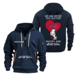 Street-Style Hoodie Half Zipper, Modern Sports Logo MLB170 - Navy