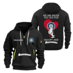 Athletic Half-Zip Hoodie, Team-Style Logo Print Hoodie Gift For Football Fans MLB170 - Black