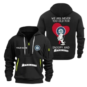 Athletic Half-Zip Hoodie, Team-Style Logo Print Hoodie Gift For Football Fans MLB170 - Black