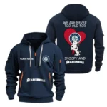 Casual Sports Hoodie Half Zipper, Modern Logo Detail Printing MLB170 - Navy