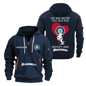 Casual Sports Hoodie Half Zipper, Modern Logo Detail Printing MLB170 - Navy