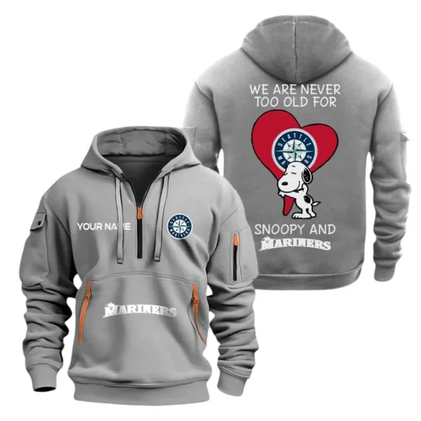 Urban Streetwear Hoodie, Half-Zip with Exclusive Logo MLB170 - Grey