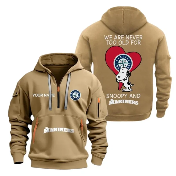 Performance Hoodie Half Zipper, Fan Edition Logo MLB170 - Khaki