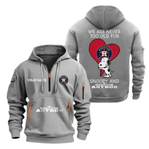 Athletic Half-Zip Hoodie, Team-Style Logo Print Hoodie Gift For Football Fans MLB170 - Grey