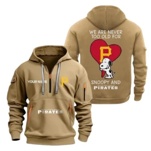 Casual Sports Hoodie Half Zipper, Modern Logo Detail Printing MLB170 - Khaki