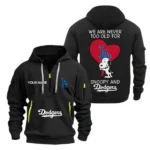 Athletic Half-Zip Hoodie, Team-Style Logo Print Hoodie Gift For Football Fans MLB170 - Black