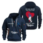 Casual Sports Hoodie Half Zipper, Modern Logo Detail Printing MLB170 - Navy