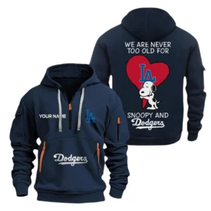 Casual Sports Hoodie Half Zipper, Modern Logo Detail Printing MLB170 - Navy