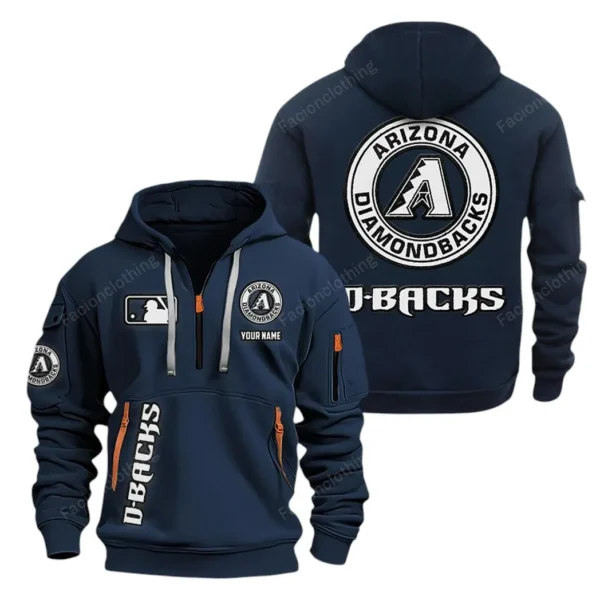 Outdoor Half-Zip Hoodie, Team Spirit Logo Design MLB210 - Navy