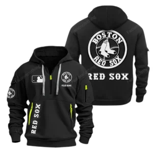 Athletic Half-Zip Hoodie, Team-Style Logo Print Hoodie Gift For Football Fans MLB210 - Black