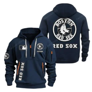 Casual Sports Hoodie Half Zipper, Modern Logo Detail Printing MLB210 - Navy