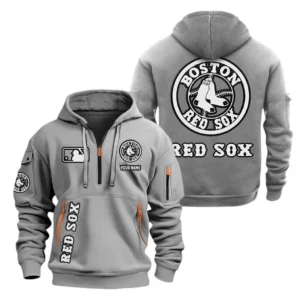 Urban Streetwear Hoodie, Half-Zip with Exclusive Logo MLB210 - Grey