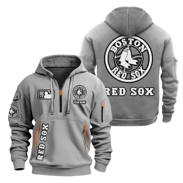 Urban Streetwear Hoodie, Half-Zip with Exclusive Logo MLB210 - Grey