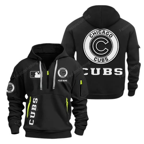 Everyday Hoodie Half Zipper, Athletic-Inspired Logo MLB210 - Black